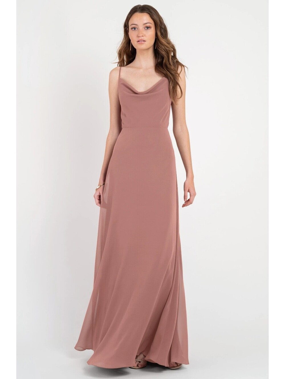 Jenny Yoo Colby Chiffon Maxi Dress in Clay Size 4 (Altered/Flawed)